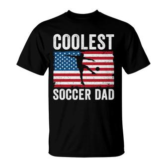 Soccer Dad Daddy American Flag Soccer Player T-Shirt | Mazezy