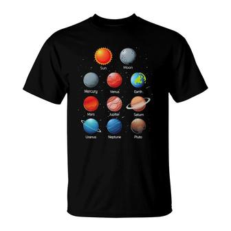 Solar System Planets In Space Science Kids T-Shirt | Mazezy