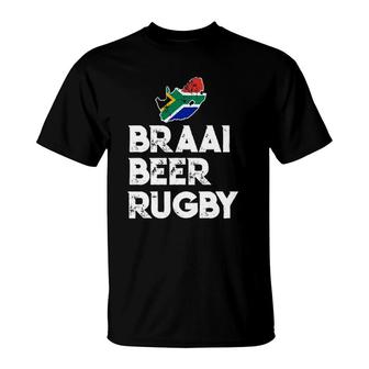 South African Braai Beer Rugby Flag Patriotic T-Shirt | Mazezy