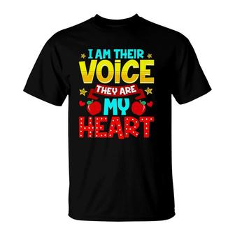 Special Education Teacher I Am Their Voice They Are My Heart T-Shirt | Mazezy