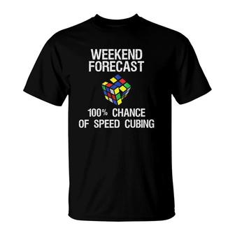 Speed Cubing Funny - Weekend Forecast T-Shirt | Mazezy
