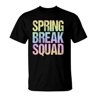 Spring Break Squad Pastel Rainbow Vintage Graphic T-Shirt | Mazezy
