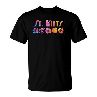 St Kitts Beach Tropical Hibiscus Surf Ocean Travel Vacay T-Shirt | Mazezy