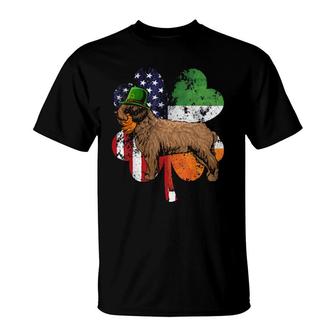 St Patricks Day Irish American Flag Spanish Water Dog T-Shirt | Mazezy