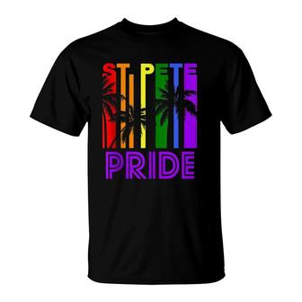 St Pete Pride Gay Pride Lgbtq Rainbow Palm Trees T-Shirt | Mazezy