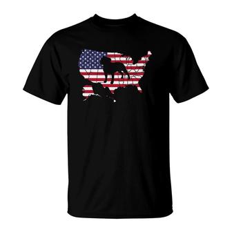 Staffordshire Bull Terrier American Flag Usa Patriotic Gifts T-Shirt | Mazezy