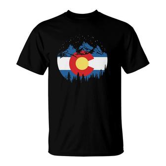 State Flag Of Colorado Vintage Night Stars Design T-Shirt | Mazezy