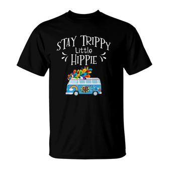 Stay Trippy Little Hippie Peace Love And Freedom 70S Van T-Shirt | Mazezy