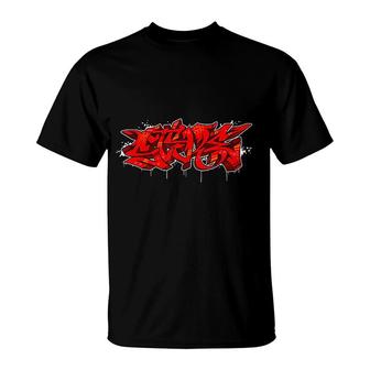 Style Graffiti Piece Red Graffiti Hiphop T-Shirt | Mazezy