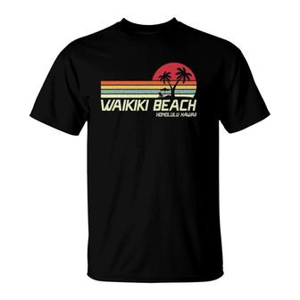 Summer Vacation Vintage Honolulu Hawaii Waikiki Beach T-Shirt