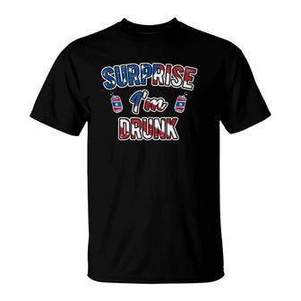 Surprise I'm Drunk Beer 4Th Of July American Flag Tank Top T-Shirt | Mazezy