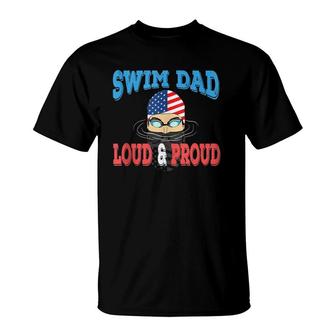 Swim Dad Funny Swimming Swimmer Cheer Daddy Gift Tee T-Shirt | Mazezy