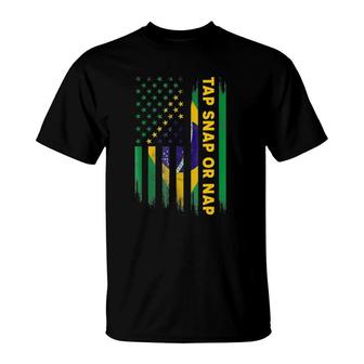 Tap Snap Or Nap Jiu Jitsu Bjj Brazil Us Flag T-Shirt | Mazezy