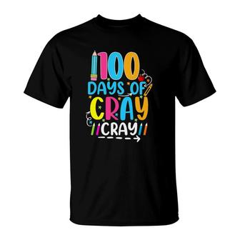 Teacher 100 Days Cray Cray Outfit Of School Boys Girls T-Shirt | Mazezy