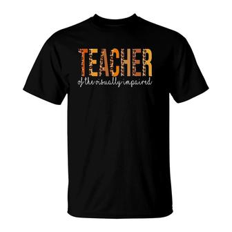 Teacher Of The Visually Impaired Leopard Fall Autumn T-Shirt | Mazezy