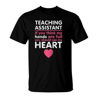 Teacher's Assistant Heart Teaching Assistant Raglan Baseball Tee T-Shirt | Mazezy