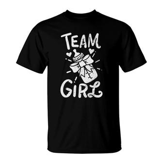 Team Girl Gender Reveal Baby Shower Party T-Shirt | Mazezy