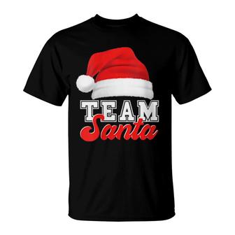 Team Santa Christmas Squad Santa Claus Hat Matching Family T-Shirt | Mazezy