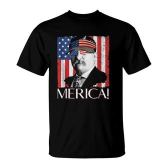 Teddy Roosevelt 'Merica Patriotic American Flag 4Th Of July T-Shirt | Mazezy