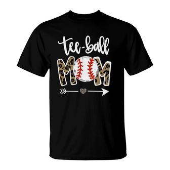 Tee-Ball Mom Leopard Funny Tee-Ball Mom Mother's Day T-Shirt | Mazezy