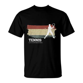 Tennis Luxembourg Flag Team Tennis Player Tennis T-Shirt | Mazezy
