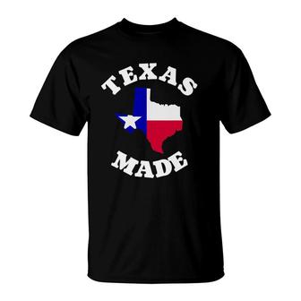 Texas Made Red White And Blue Texas Flag Texas State Pride T-Shirt | Mazezy