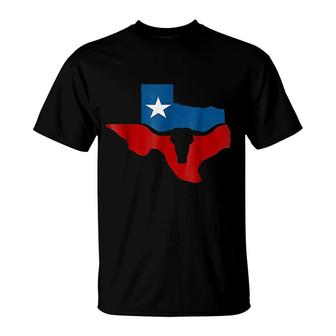Texas State Flag Longhorn Silhouette T-Shirt | Mazezy
