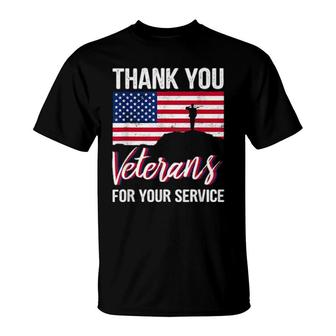 Thank You For Your Service Usa Flag Thank You Veterans T-Shirt | Mazezy