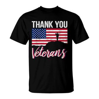 Thank You Veterans Thank You For Your Service Usa Flag T-Shirt | Mazezy