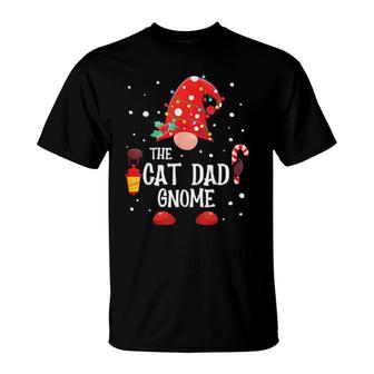 The Cat Dad Gnome Matching Family Christmas Gnome Pajama T-Shirt | Mazezy