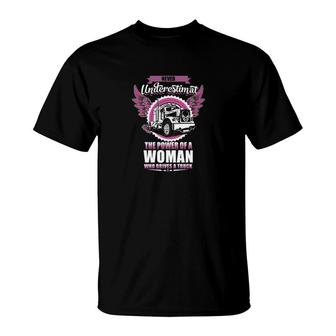 The Power Of A Woman Trucker T-Shirt | Mazezy