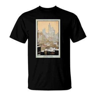 The Singer Building From Brooklyn Bridge 1914 T-Shirt | Mazezy