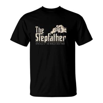 The Stepfather Officially The World's Best Man Father's Day Gift Fist Bump T-Shirt | Mazezy