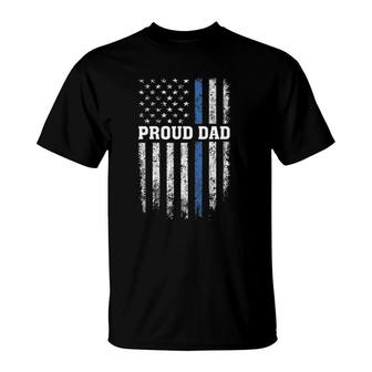 Thin Blue Line Proud Dad Police Family Father's Day T-Shirt | Mazezy