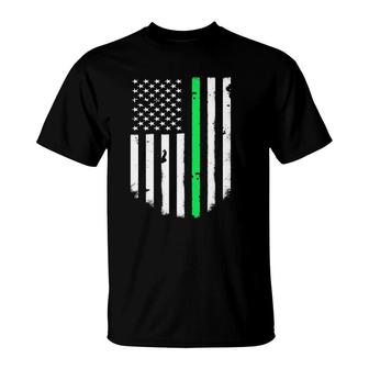 Thin Green Line Usa American Flag Cool Jacket Top T-Shirt | Mazezy
