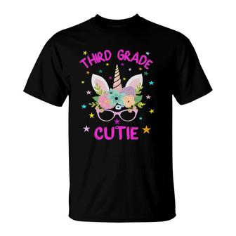 Third Grade Cutie Unicorn Face Lover 3Rd Grader Girl Gift T-Shirt | Mazezy