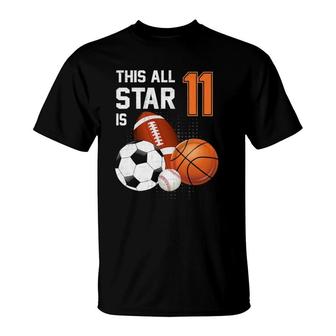 This All Star Is 11 Years Old Gifts Birthday Basketball Sport T-Shirt | Mazezy