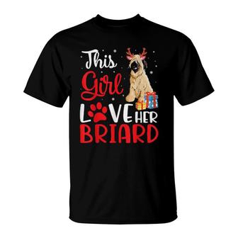 This Girl Love Her Briard Dog Noel Costume Christmas Mother T-Shirt | Mazezy