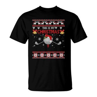 This Is My Christmas Golf Pajama Golfer Boys Ugly T-Shirt | Mazezy