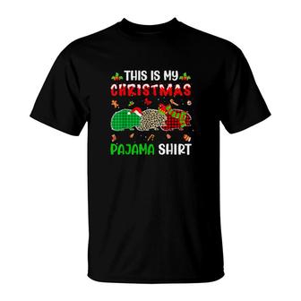 This Is My Christmas Pajama Hedgehog Xmas Tree Animals T-Shirt | Mazezy