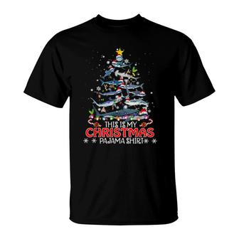 This Is My Christmas Pajama Shark Tree Christmas T-Shirt | Mazezy