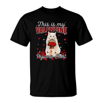 This Is My Valentine Pajama Turkish Angora Cat T-Shirt | Mazezy