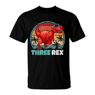Three Rex Girl Boy 3Yr Old Bday 3 Rex Birthday T-Shirt | Mazezy
