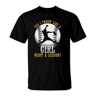 Throw Like A Girl Lesson Softball Baseball Home Run Gift T-Shirt | Mazezy CA