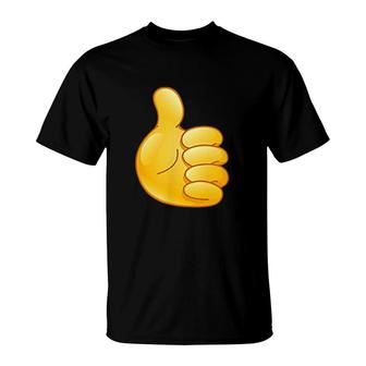 Thumbs Up Hand Sign Emoticon T-Shirt | Mazezy