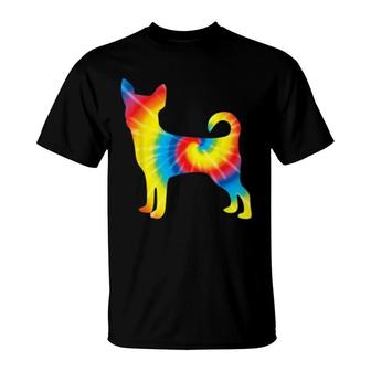 Tie Dye Chihuahua Rainbow Print T-Shirt | Mazezy