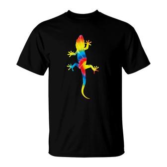 Tie Dye Gecko Rainbow Print Lizard Pet Hippie Peace Gift T-Shirt | Mazezy
