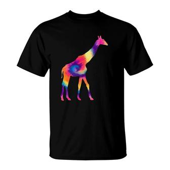 Tie Dye Giraffe Silhouette Art Safari Animal T-Shirt | Mazezy