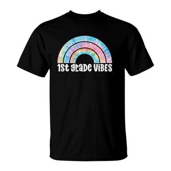 Tie Dye Rainbow For First Graders 1St Grade Vibes T-Shirt | Mazezy