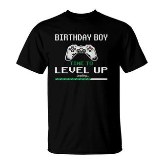 Time To Level Up Birthday Boy Gaming Video Game T-Shirt | Mazezy